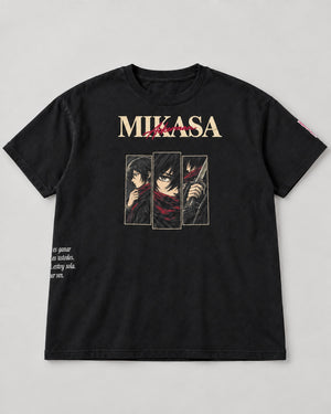 MIKASA ACKERMAN — Playera bordada OVERSIZED