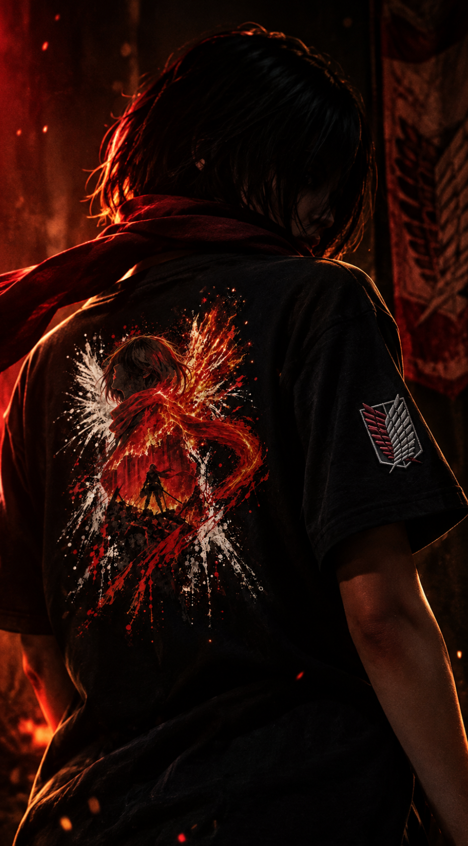 MIKASA ACKERMAN — Playera bordada OVERSIZED